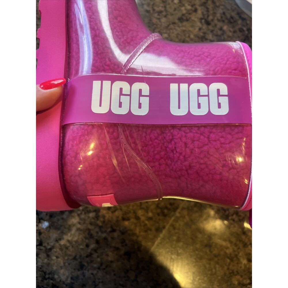 UGG CLASSIC CLEAR MINI ROCK ROSE PINK WATERPROOF ANKLE BOOT SIZE 7 WOMEN - Picture 10 of 10